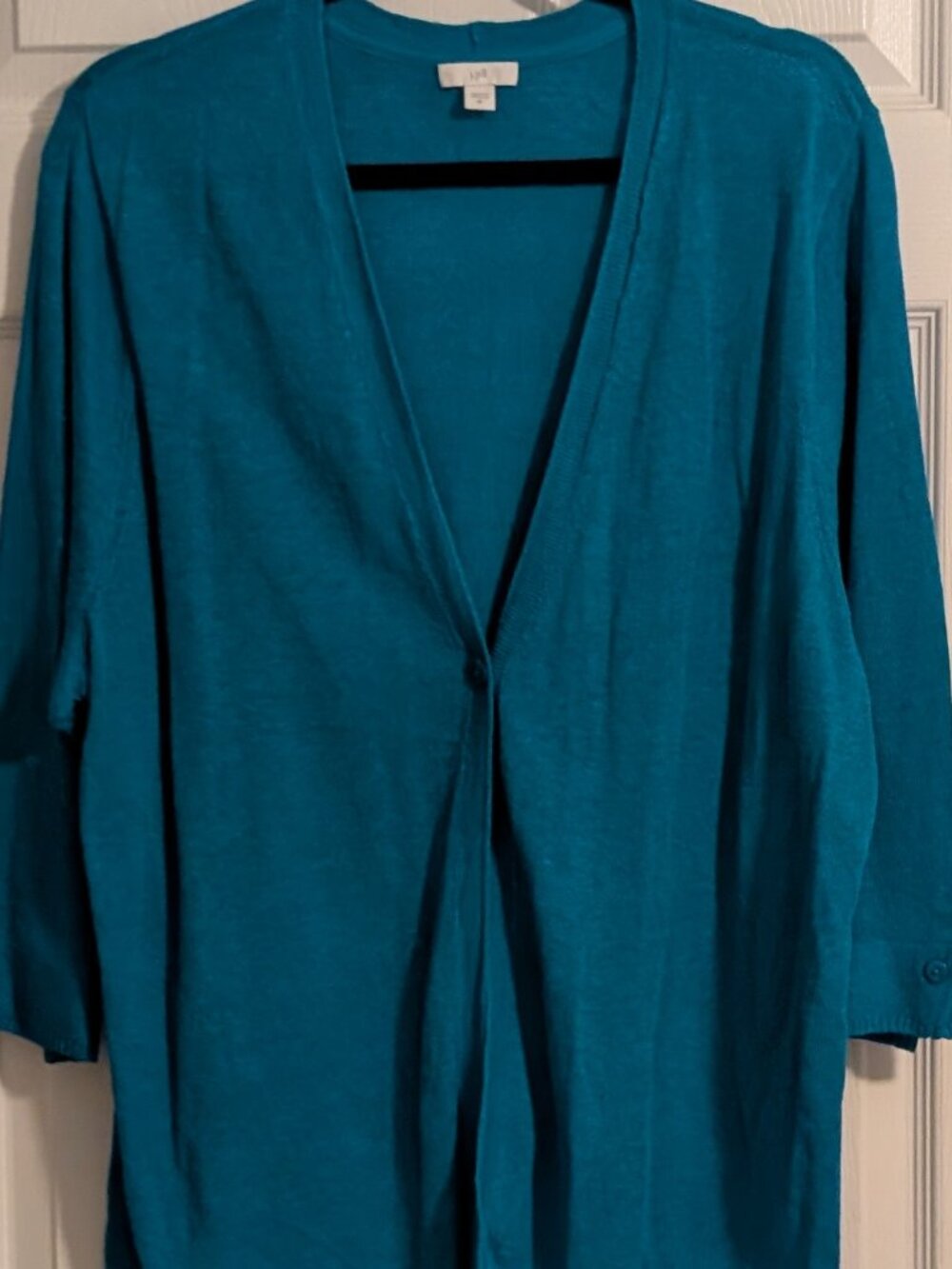 J Jill one button blue green cardigan 2x
